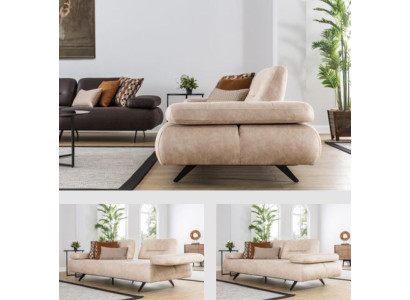 2-paikkainen sova pehmustettu sova beige tekstiili nahka design moderni sohva sohvat luksus